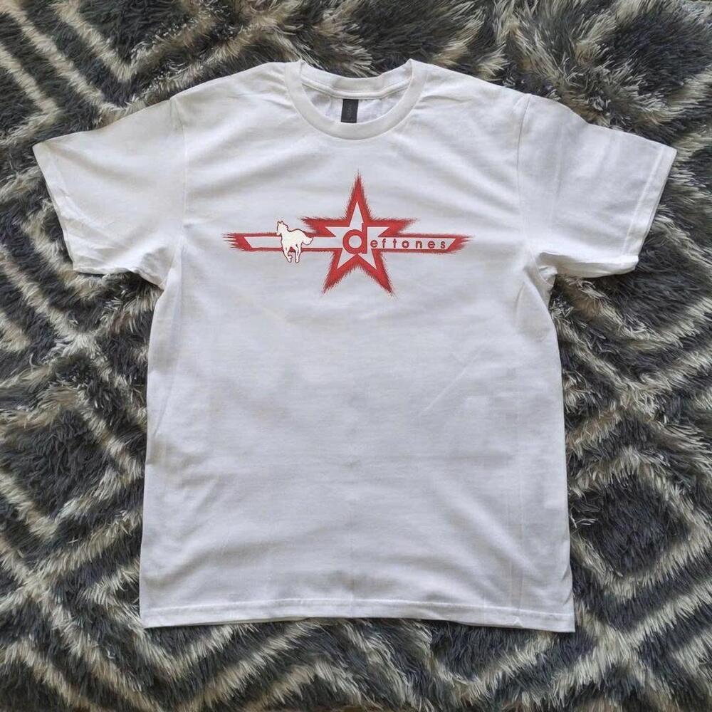 White And Red Graphic Tee With A Bold Eye-Catching Design
